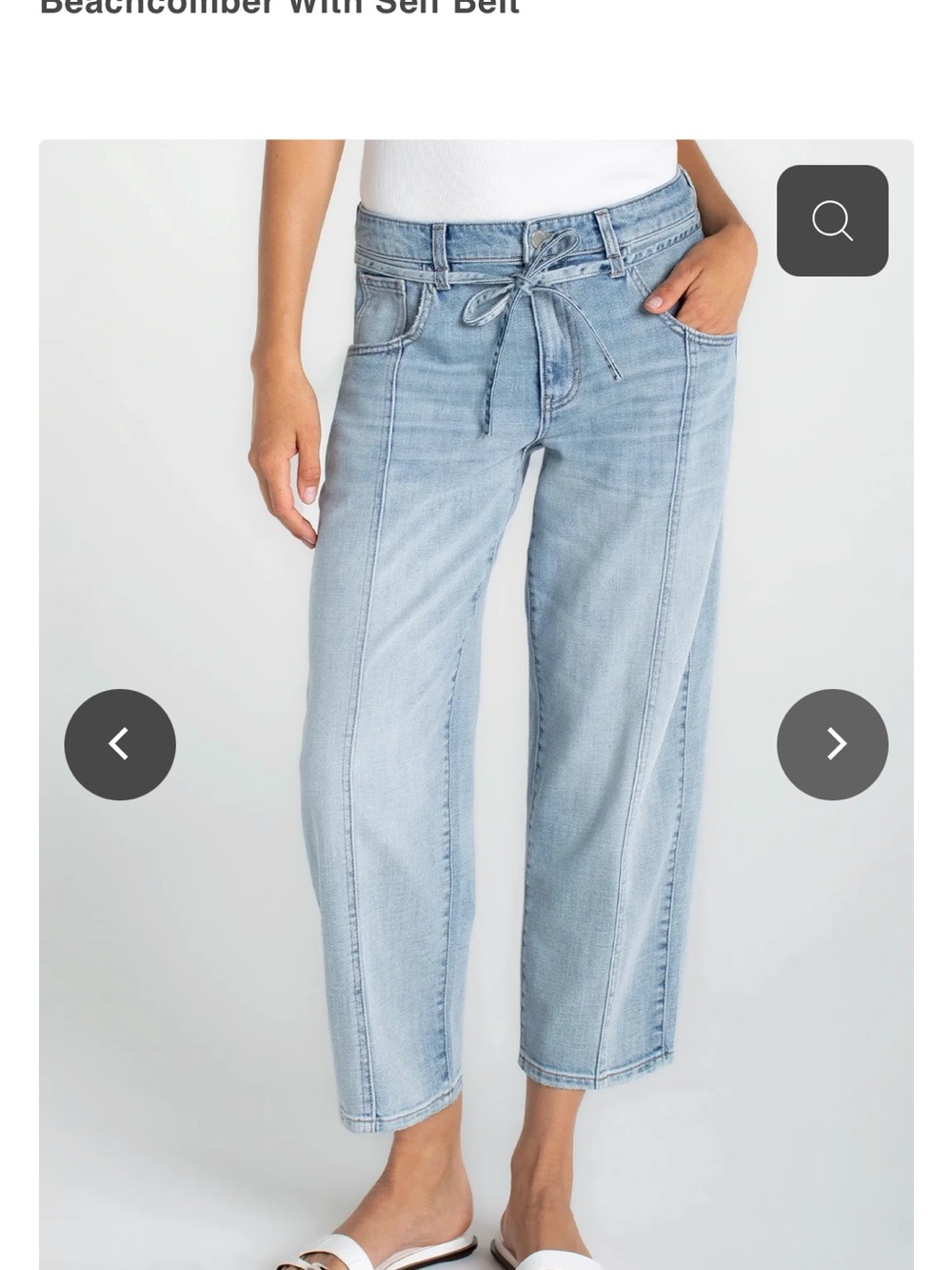 Liverpool Light Blue Tie-Waist Cropped Jeans